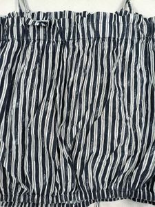 Striped Cami Top with Drawstring Hem
