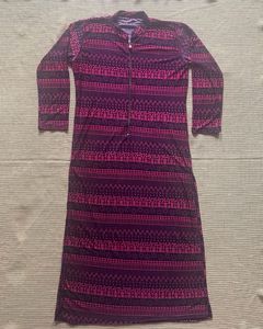 Purple and Pink Patterned Stretchable Kurta