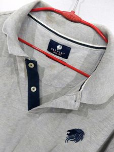 Men's Grey Polo Shirt with Lion Emblem