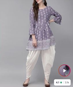 Stylish Purple Kurta with White Dhoti Pants