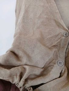 Brown Knit Tie-Front Cardigan