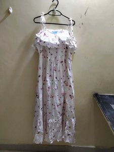 Cute White Floral Butterfly Ruffle Maxi Dress | Su
