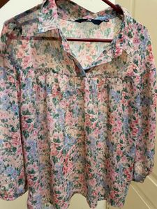 Floral Print Sheer Blouses(size m)
