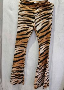 5229. Trendy Tiger Print Flare Pants