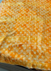 Vibrant Orange Saree with blouse piece