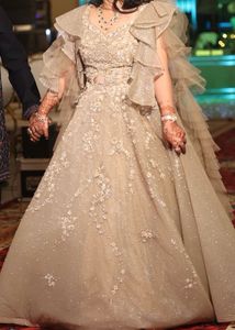 Sparkling Embellished Lehenga with Ruffled Sleeves