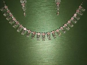 Elegant Pink Stone Necklace Set