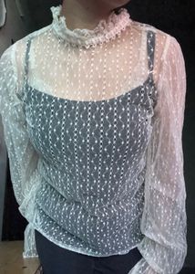 Sheer High Neck top with long balloons sleeve