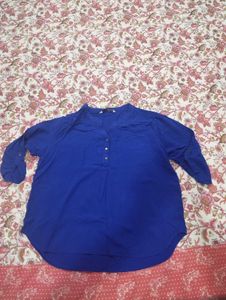 Vibrant Blue Button-Up Tunic Top