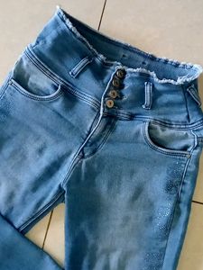 Sparkly High-Waisted Denim Jeans