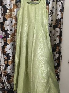 1.Lime Green Embroidered Long Shrug Style Kurta