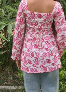 Pink Floral Print Corset Kurti