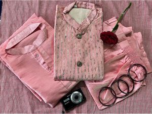 Elegant Pink Kurta Set with Trousers