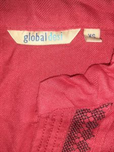 ❤ Rare Global Desi Red Embroidered Kurti