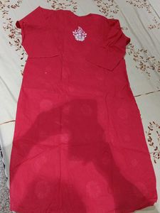 Beautiful Red Kurta with White Embroidery