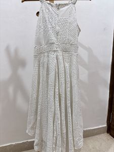 Elegant White Crochet Maxi Dress