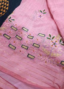 Elegant Pink Embroidered Saree