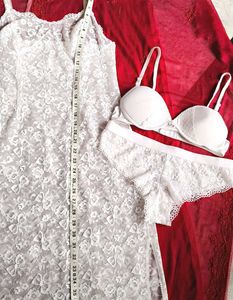Lace nighty with beautiful bra and brief 👍