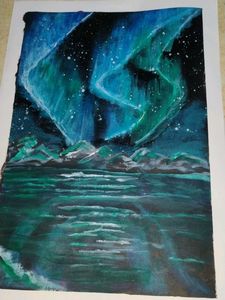 Aurora Borealis Landscape Painting