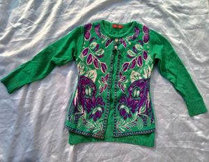 Green Floral Sweater