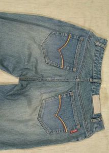Wide Leg Jeans with  Multicolor Bow Embroidery