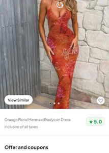 Orange Floral Mermaid Maxi Dress