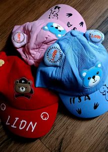 Cute Bear &amp; Dino Kids Caps (Set of 3)