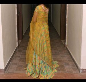 Multicoloured organza lehnga Choli Set