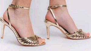 Golden Strappy Heeled Sandals