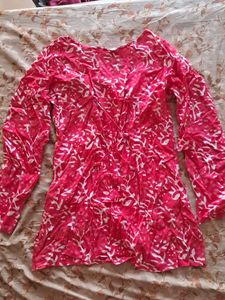 pink ethnic square neck kurti with corset back 💖