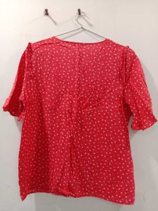 Bundle: Red Polka Dot Blouse &amp; Blue T-Shirt