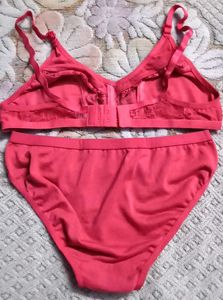 Coral Lace Bra and Panty Set