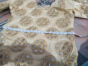 Elegant Gold Embellished Kurta Set