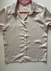 Satin Classic Collared Button-Up Shirt