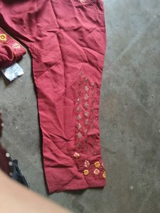 Embroidered Maroon Kurta