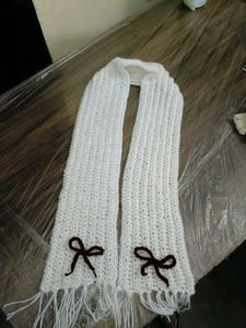 Handmade Knitted White Scarf
