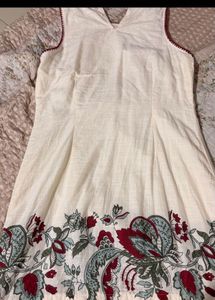Cream Floral Print Ethnic dress