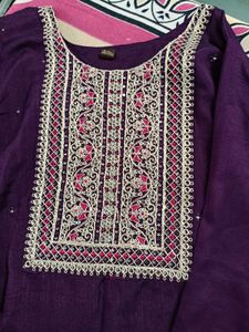 Purple party wear kurta set