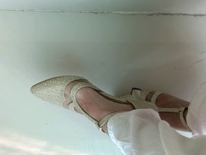 Sale!! Golden Shimmery Cinderella Shoes Heels