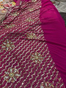 Stunning Embroidered Magenta Saree