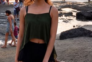 Flowy Olive Green Crop Top