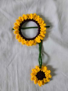 Handmade Crochet Sunflower Hair Clip