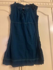 Kazo Chic Teal A-Line Mini Dress with slit