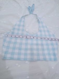 Blue and White Gingham Halter Top