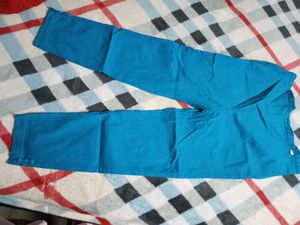Stylish Teal Blue 36" Long Casual Women Pant