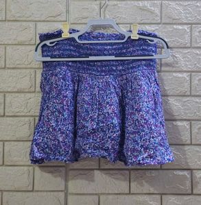 Smocked Floral Mini Skirt