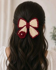 Handmade Crochet Bow Hair Clip