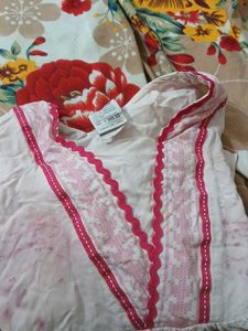 Cute White &amp; Pink Babydoll Dress