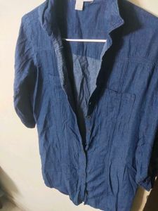 Blue Denim Shirt Tunic Dress