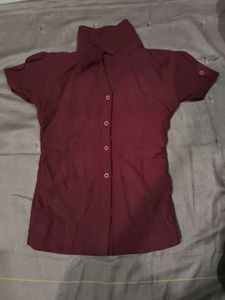 Fitted Maroon Button-Down Shirt